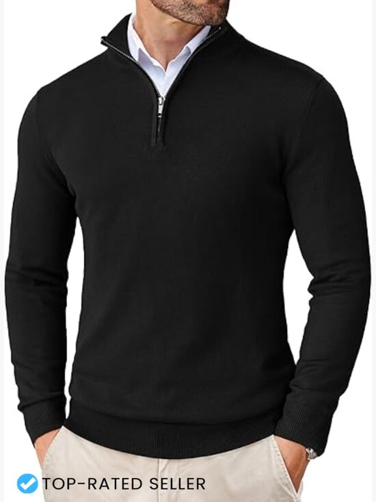 Slim Fit Mock Neck Pullover Lightweight Quarter Zip Casual Sweater